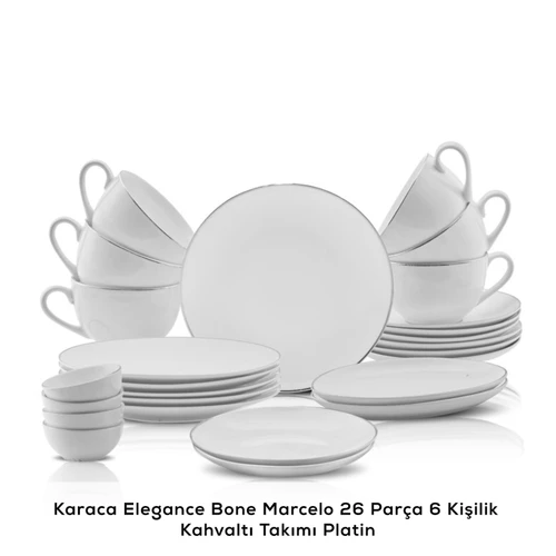 Karaca Elegance Bone Marcelo 26 Parça 6 Kişilik Kahvaltı Takımı Platin