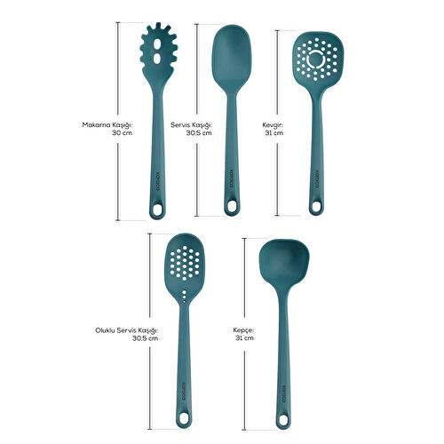 Karaca Nil 5 Parça Servis Ve Hazırlık Seti Yeşil