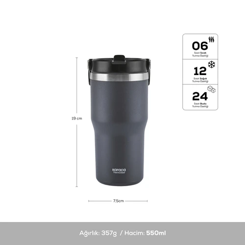 Karaca Star Ice Çelik Sızdırmaz Termos Gri 550 ml