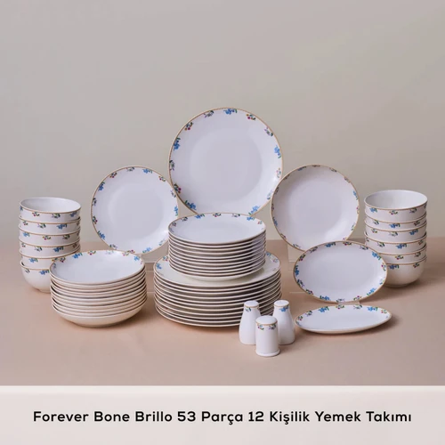 Karaca Forever Bone Brillo 53 Parça 12 Kişilik Yemek Takımı 