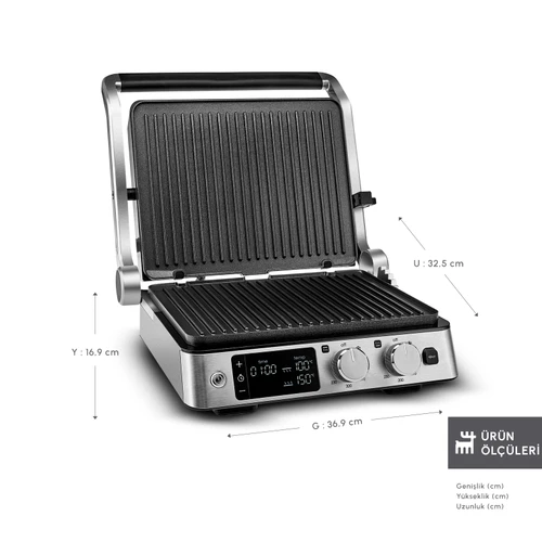 Karaca Compact Steel Sear and Grill Inox 2008 Döküm Izgara ve Tost Makinesi 6 Dilim Kapasiteli