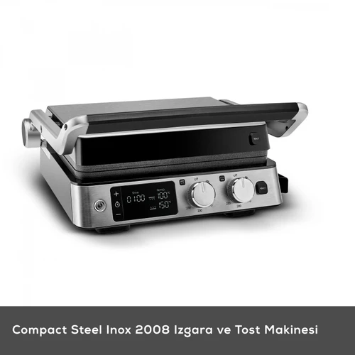 Karaca Compact Steel Sear and Grill Inox 2008 Döküm Izgara ve Tost Makinesi 6 Dilim Kapasiteli