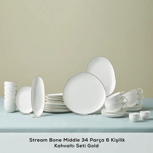 Karaca Stream Bone Middle 34 Parça 6 Kişilik Kahvaltı Takımı Gold