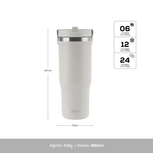 Karaca Star Ice Çelik Sızdırmaz Termos Bej 860 ml