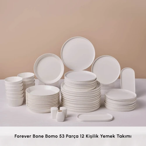 Karaca Forever Bone Bomo 53 Parça 12 Kişilik Yemek Takımı