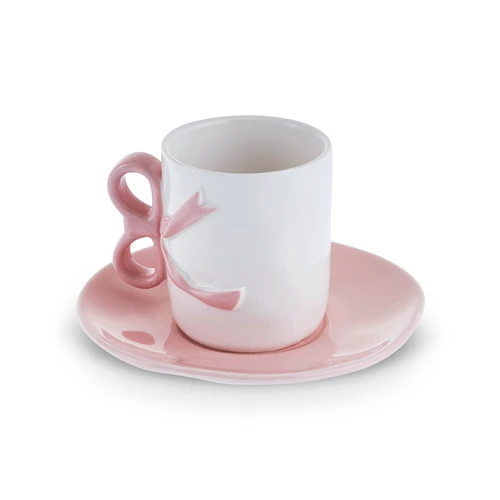 Karaca Ribbon 2 Kişilik Kahve Fincanı 110 ml Pembe