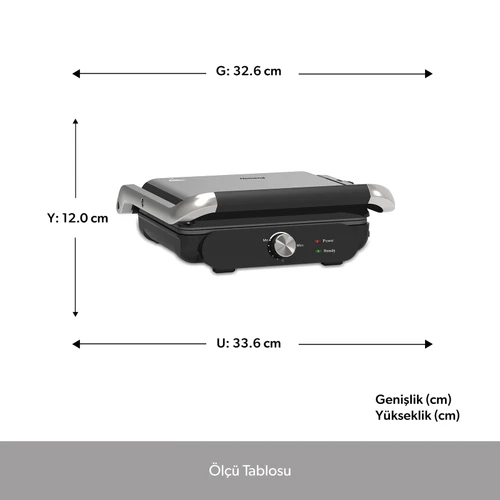 Homend Grilliant 1366H Inox Gövdeli Çıkarılabilir Döküm Plakalı Tost ve Izgara Makinesi