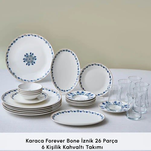 Karaca Forever Bone İznik 26 Parça 6 Kişilik Kahvaltı Takımı