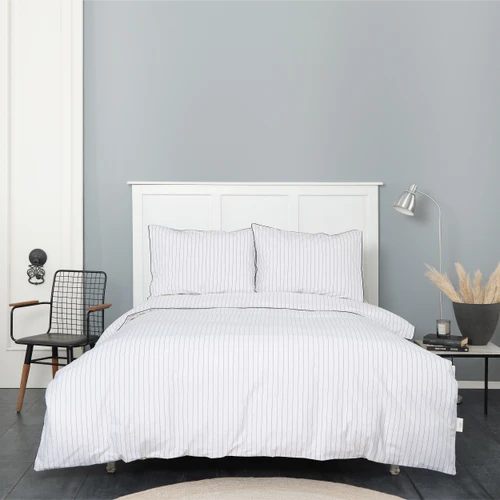 Karaca Home Misha  %100 Pamuk Çift Kişilik İpliği Boyalı Nevresim Takımı Beyaz