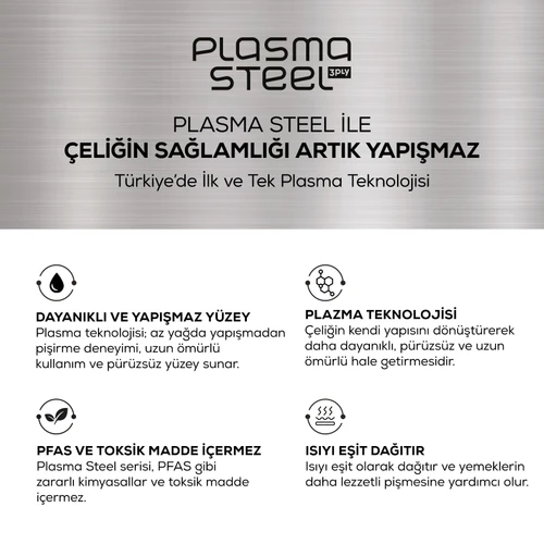 Karaca Plasma Steel 3Ply İndüksiyon Tabanlı Çelik Tencere 22 Cm