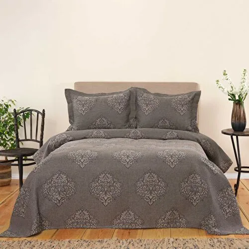 Karaca Home Amelie Siyah Çift Kişilik Yatak Örtüsü Set 
