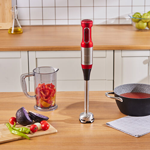 Karaca Mastermaid Prosteel Uzun Blender Ayaklı 6 Bıçaklı Cam Mutfak Robotu 2500W Imperial Red