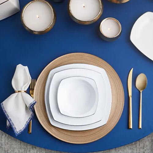 Karaca Chiara Fine Cream 60 Parça 12 Kişilik Porselen Yemek Takımı Platin