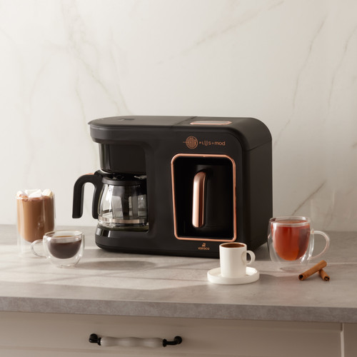 Karaca Hatır Plus 5 in 1 Essential Közde ve Sütlü Türk Kahvesi ve Filtre Kahve Makinesi Black Copper