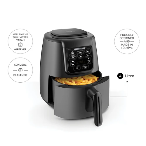 Karaca Air Pro Cook 3 in 1 XL Ev Yemeği, Közleme, Airfryer Space Gray 4 Kişilik