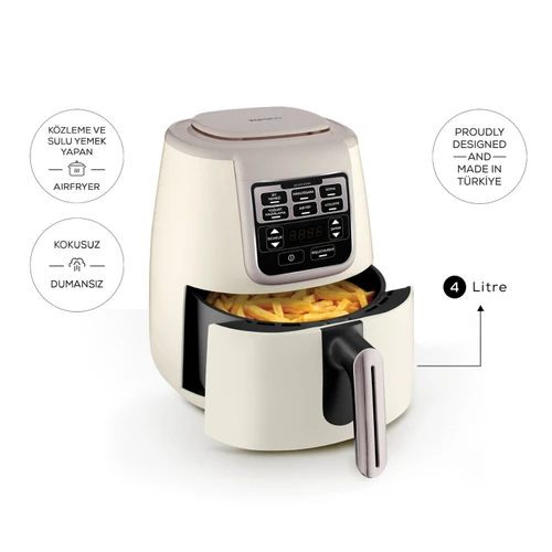 Karaca Air Pro Cook 3 in 1 XL Ev Yemeği, Közleme, Airfryer Iconic Beige 4 Kişilik