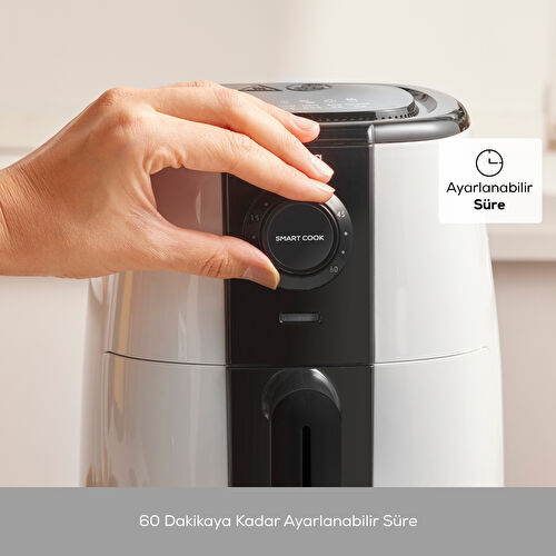 Karaca Smart Cook 60 Dakikaya Kadar Zaman Ayarlı Compact Airfryer Krem 2.2L
