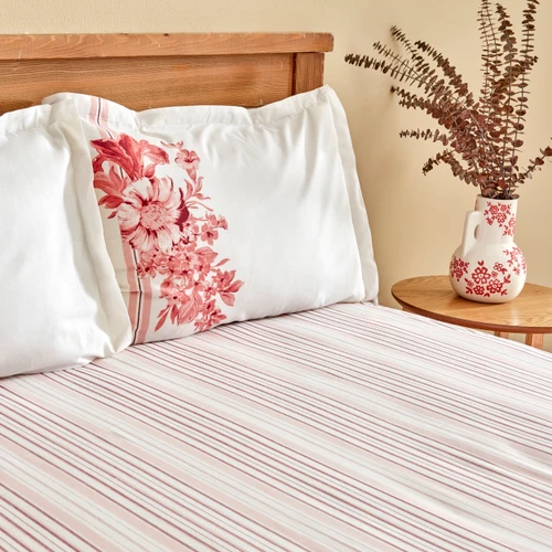 Karaca Home Melanie %100 Pamuk Çift Kişilik Çarşaf Takımı Kırmızı PP