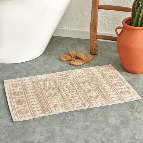 Karaca Home Lessie Etnik 100x60 cm Vizon Beyaz Paspas 
