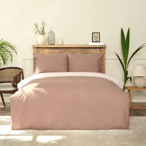 Karaca Home Basic Bej-Kahve Çift Taraflı Tek Kişilik Nevresim Takımı
