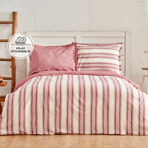 Karaca Home Dora Bordo İpliği Boyalı Kapitoneli Çift Kişilik Dört Mevsim Nevresim Takımı Complete Set