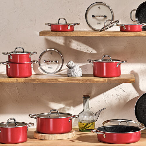 Emsan Master Class 6 Parça Midi Tencere Seti Kırmızı