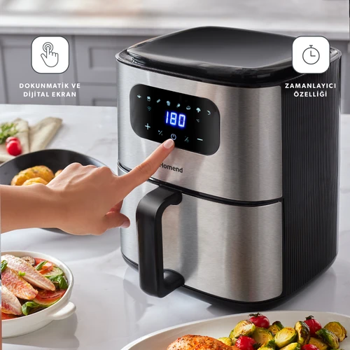 Homend Airfrday 2503H 8 Farklı Program Dokunmatik Ekran 4,2 Litre Smart Airfryer (Wi-Fi ile Kontrol)