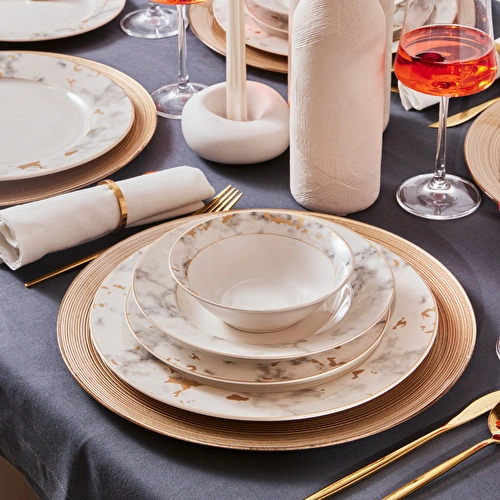Karaca Forever Bone Marble 24 Parça 6 Kişilik Yemek Takımı