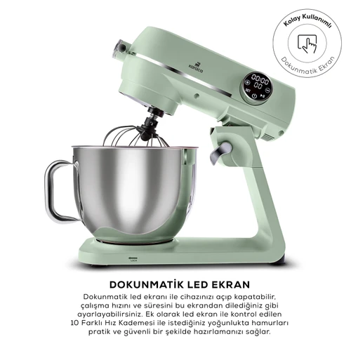 Karaca Multichef Artisan Digital Ekran Döküm Stand Mikser Mint 1800W 7L