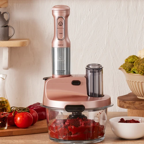 Karaca Mastermaid Prosteel Cam Mutfak Robotu Uzun Blender Ayaklı 6 Bıçaklı 2500 W Rosegold