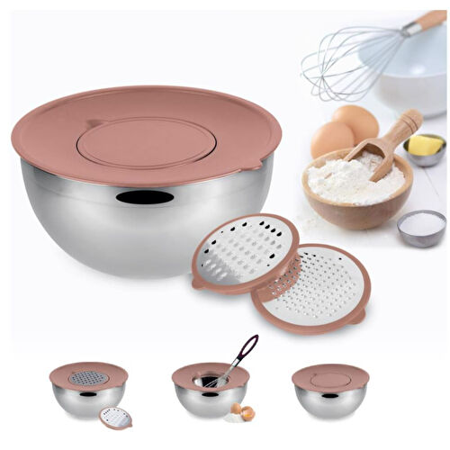 Emsan Demre 3 in 1 Golden Pink Çok Amaçlı Karıştırma ve Saklama Kabı