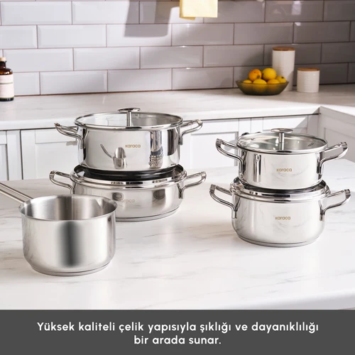 Karaca Aris İndüksiyon Tabanlı 9 Parça Çelik Tencere Seti
