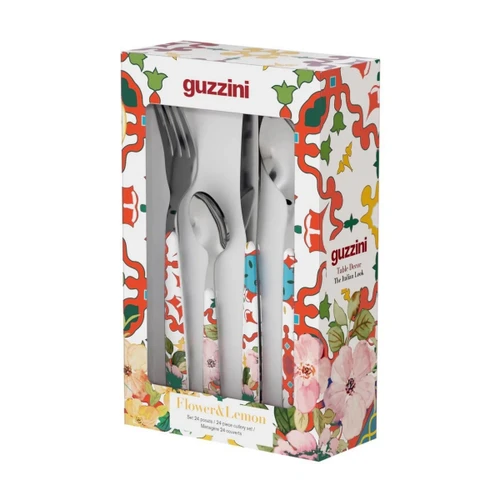 Guzzini Flower Lemon 24 Parça Çatal Kaşık Bıçak Takımı Kırmızı