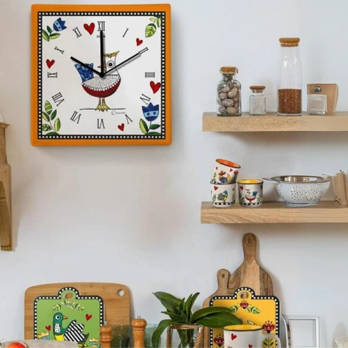 Egan Italy Cocoricò Duvar Saati 31 cm x 31 cm Sarı