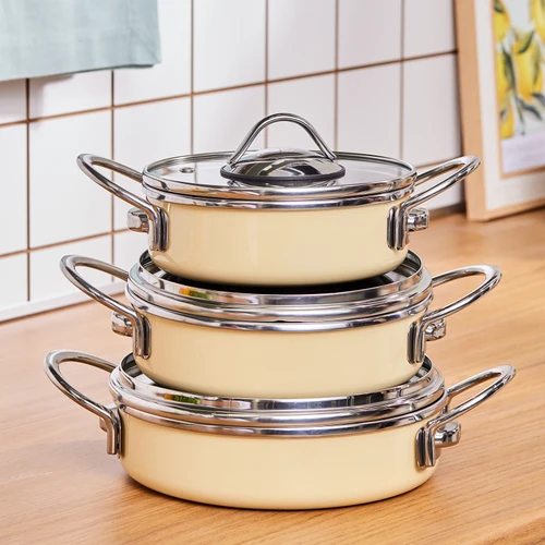 Karaca Ateş 6 Parça Emaye Omlet Set Krem