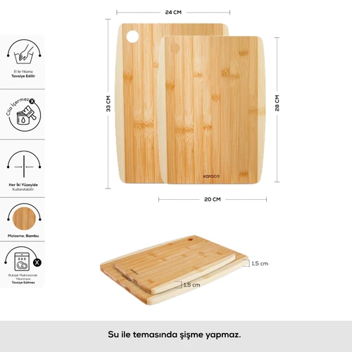 Karaca Delphın Bamboo 2'li Pro Kesme Tahtası