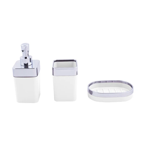 Karaca Home Beyaz/Gümüş 5 Parça Kare Banyo Seti
