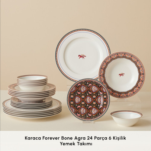 Karaca Forever Bone Agra 24 Parça 6 Kişilik Yemek Takımı