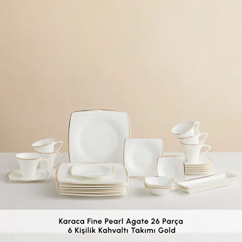 Karaca Fine Pearl Agate 26 Parça 6 Kişilik Kahvaltı Takımı Gold Karaca Fine Pearl Agate 26 Parça 6 Kişilik Kahvaltı Takımı Gold