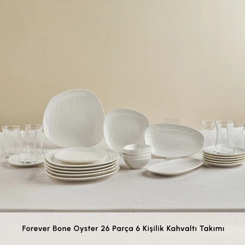 Karaca Forever Bone Oyster 26 Parça 6 Kişilik Kahvaltı Takımı