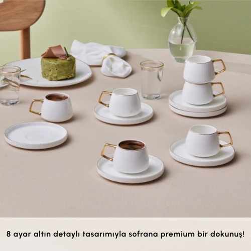 Karaca Streamline Saturn 6 Kişilik Kahve Fincanı Takımı 100 ml Gold