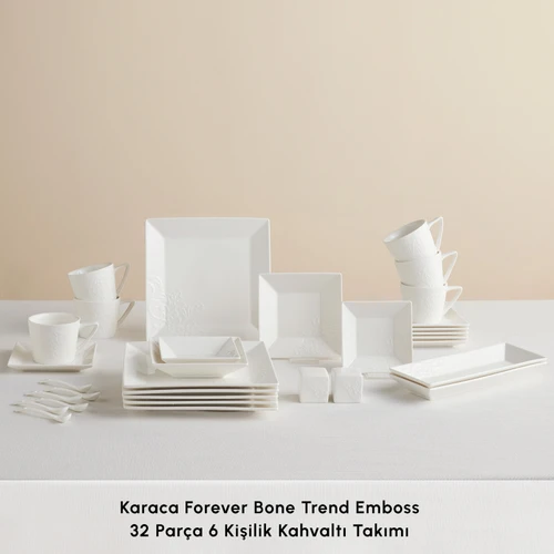 Karaca Forever Bone Trend Emboss 32 Parça 6 Kişilik Kahvaltı Takımı