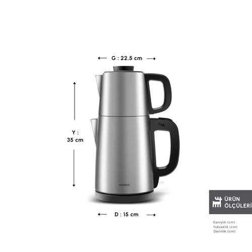Karaca Tea Break 2 in 1 Su Isıtıcı Çelik Çay Makinesi Inox Siyah
