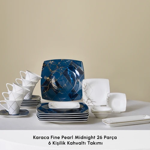 Karaca Fine Pearl Midnight 26 Parça 6 Kişilik Kahvaltı Takımı