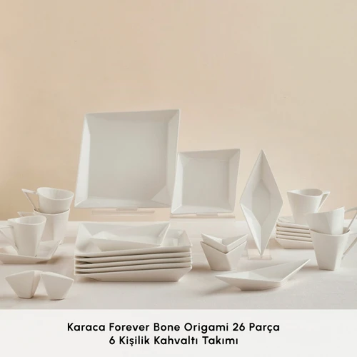 Karaca Forever Bone Origami 26 Parça 6 Kişilik Kahvaltı Takımı