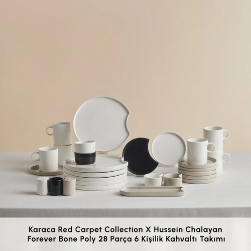 Karaca Red Carpet Collection X Hussein Chalayan Forever Bone Poly 28 Parça 6 Kişilik Kahvaltı Takımı