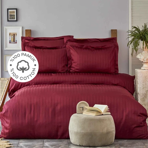 Karaca Home Charm Bold Bordo %100 Pamuk Saten Tek Kişilik Nevresim Takımı