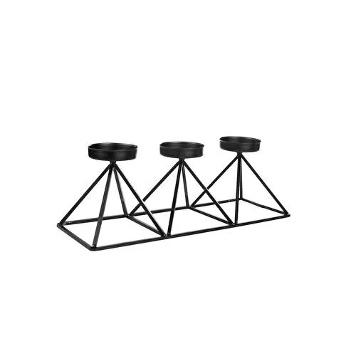 Karaca Home Geometri 3lü Mumluk Siyah 36x13cm