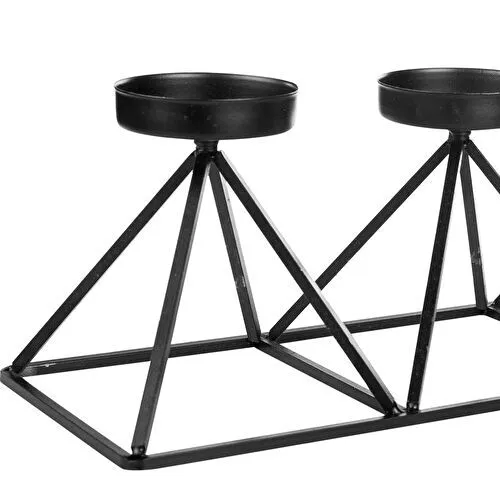 Karaca Home Geometri 3lü Mumluk Siyah 36x13cm