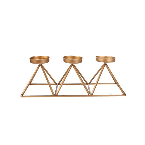 Karaca Home Geometri 3'lü Mumluk Gold 36x13cm
